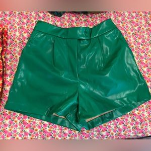 Faux leather green shorts size small
